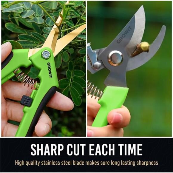 Pruning Shears & Gardening Scissors Set - 7"Titanium Coated Sharp Garden Clipper - Picture 3 of 8